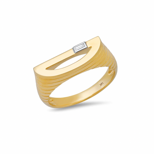 Baguette Letter Ring