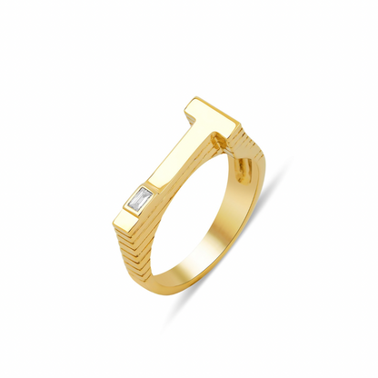 Baguette Letter Ring