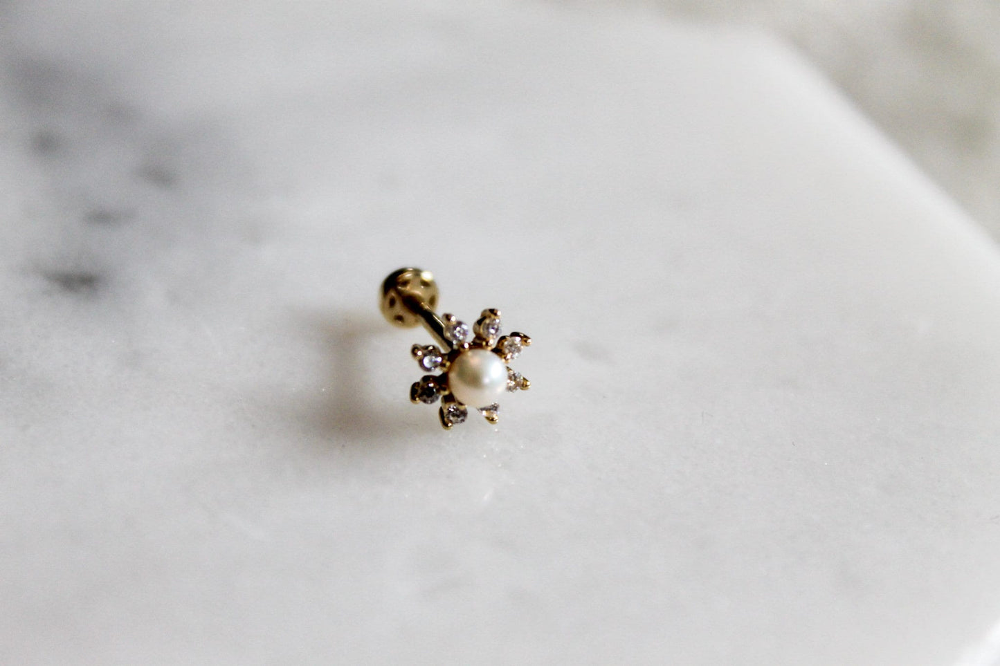 Floral Pearl Gold Piercing