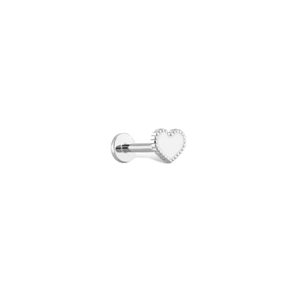 White Enamel Heart Gold Piercing