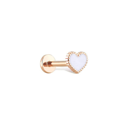 White Enamel Heart Gold Piercing