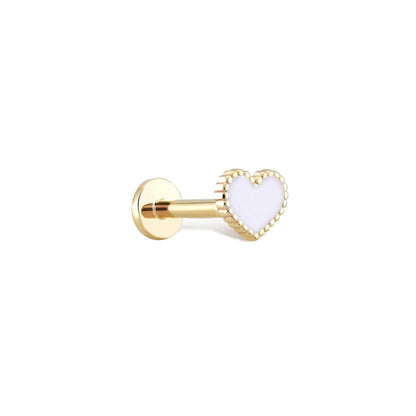 White Enamel Heart Gold Piercing